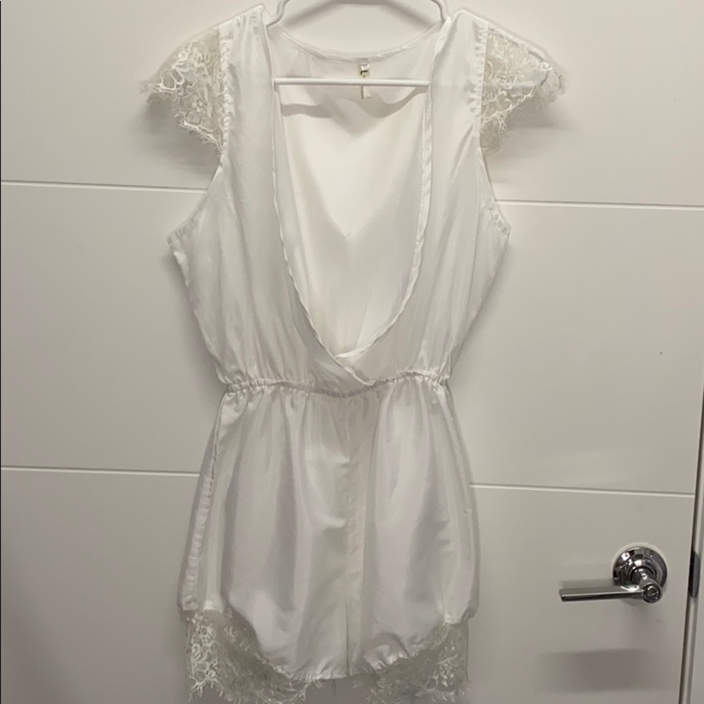 White Plunging Neck Romper